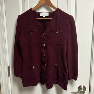 *NWOT* ST JOHN COLLECTION by MARIE GRAY - Wine Knit Cardigan Size 6